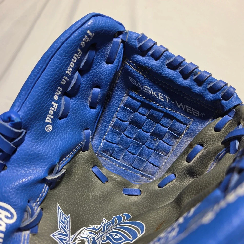 Rawlings S10GRY 10" Youth Baseball Glove Blue Grey Basket Web Right Hand Throw - Picture 5 of 8